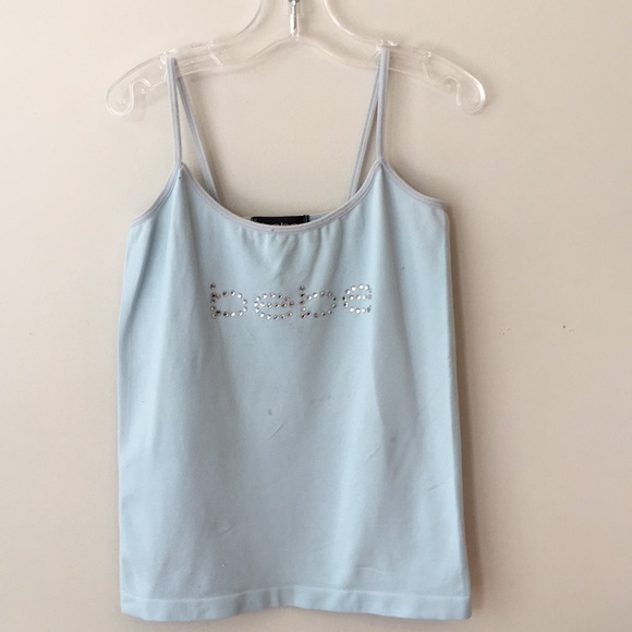 bebe Tops - {bebe} Rhinestone Blue Stretch Cami, XS